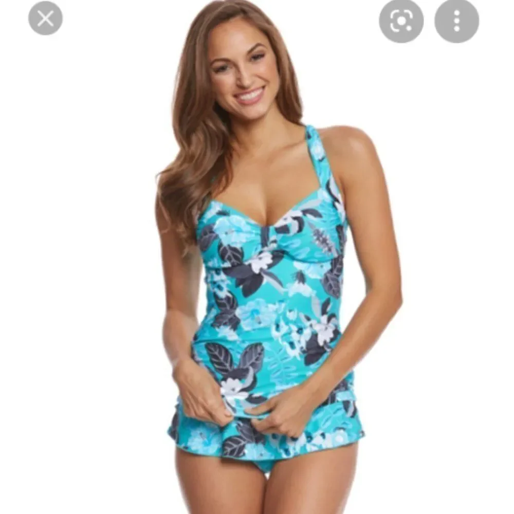 Seafolly Sz 10 Twist Halter Singlet Tankini and matching bottom 2 piece set